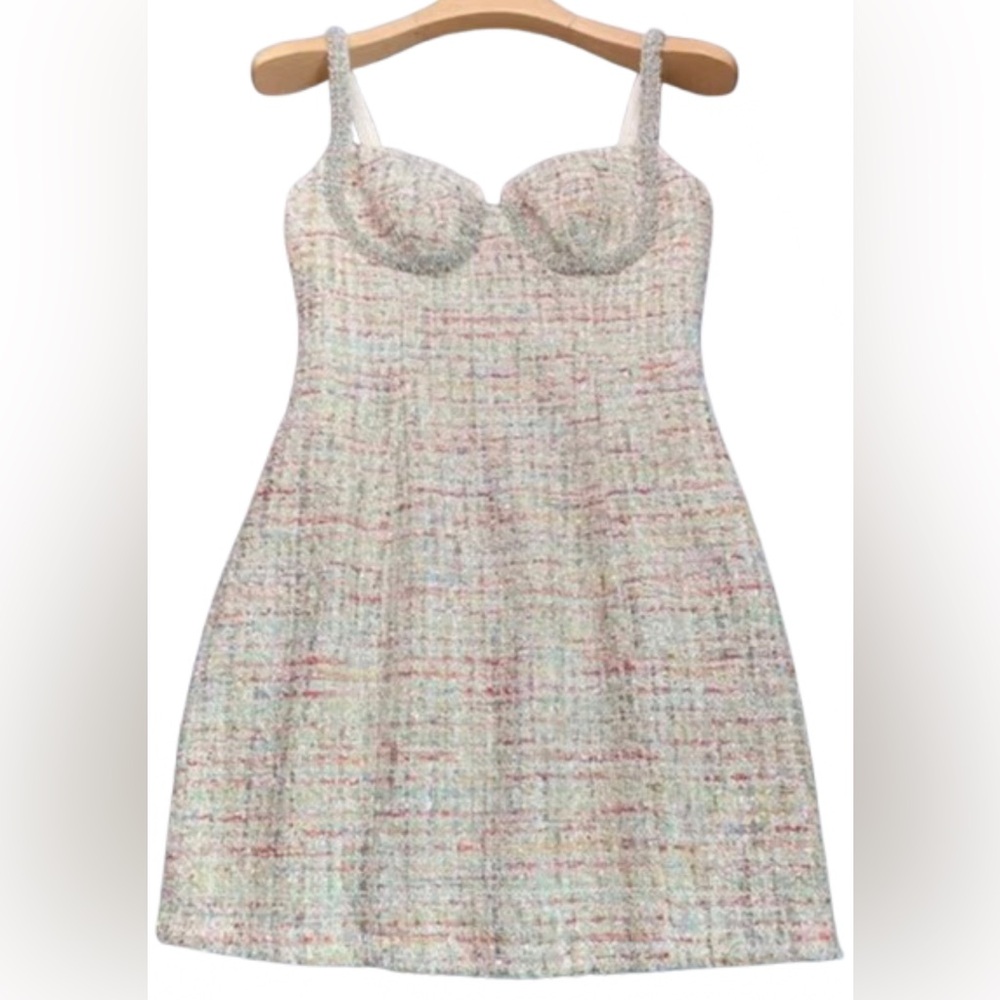Self Portrait Rhinestone Boucle Mini Dress